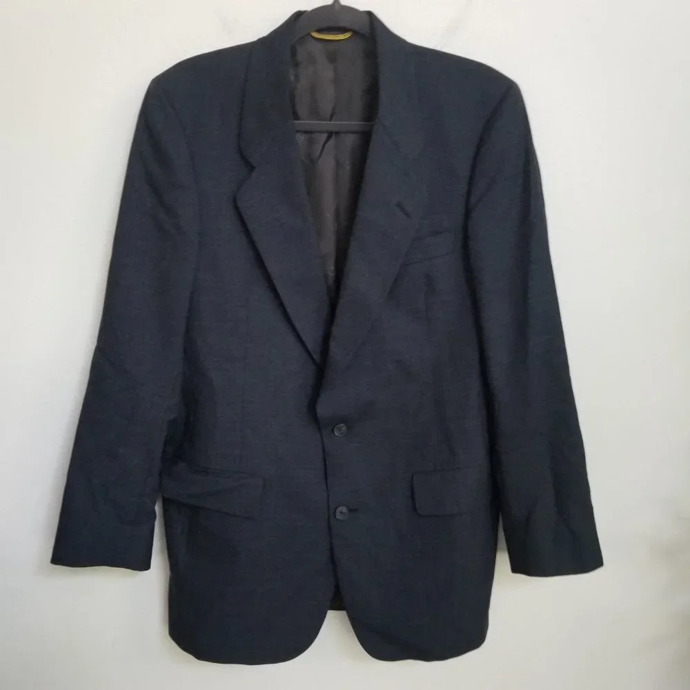 Vintage Christian Dior Dark Blue Navy Sports Coat Pure Virgin Wool Medium - Picture 2 of 6